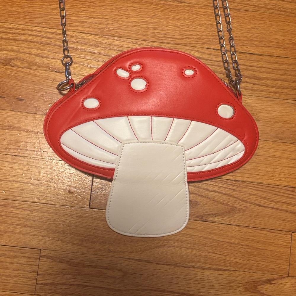 COTTAGECORE NEW Red & White Mushroom Crossbody Boho Bag Detachable Chain Strap - Picture 3 of 7